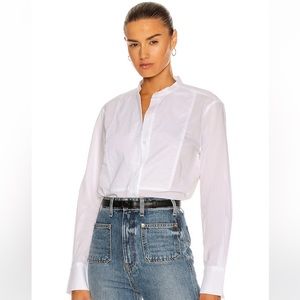 Equipment white femme cotton tux button down